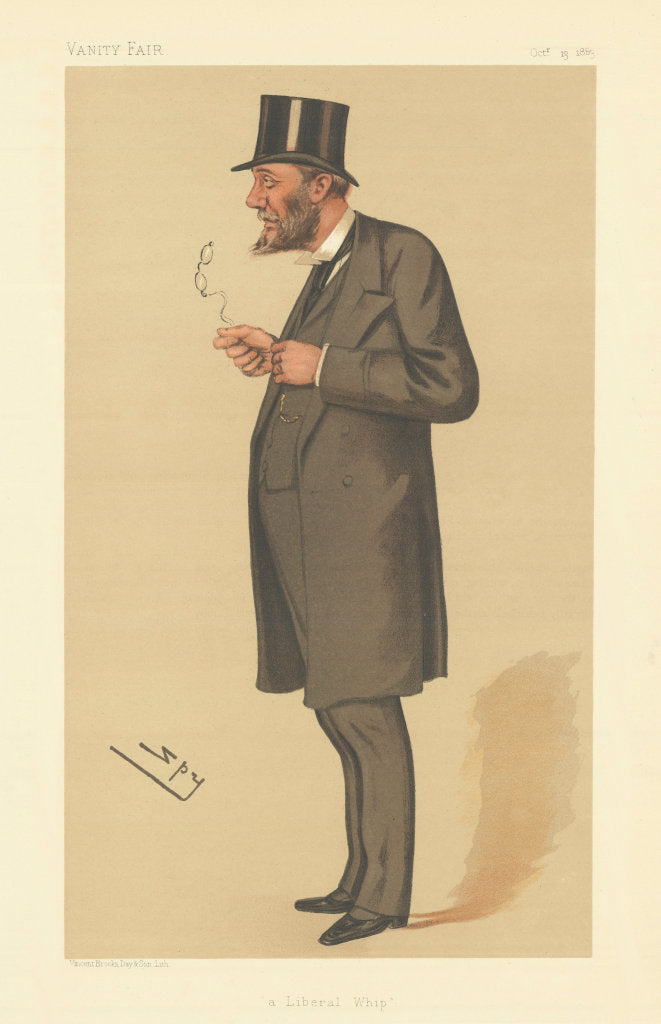 VANITY FAIR SPY CARTOON Charles Cecil Cotes 'a Liberal Whip' Shrops 1883 print